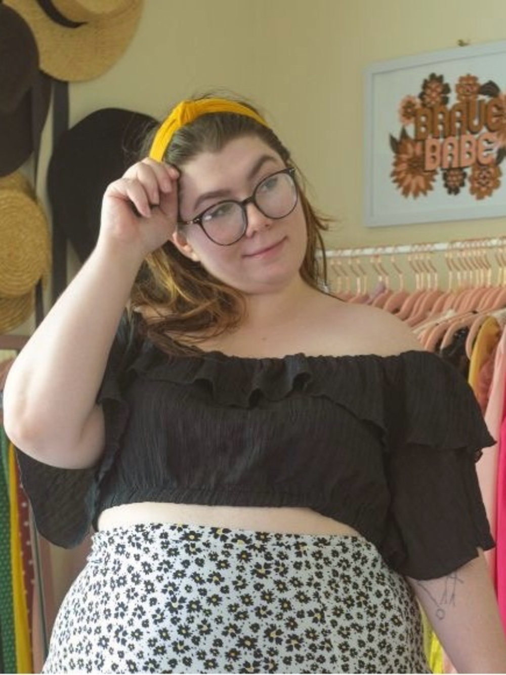 3X Black Ruffle Crop Top